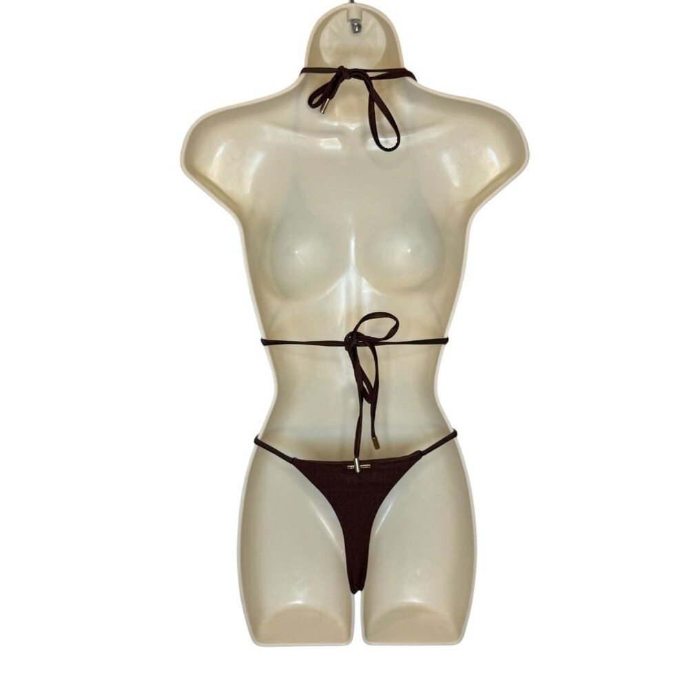 ESCO Swim Brown Joie Thong Bikini NWT - Size M/L - Picture 3 of 7